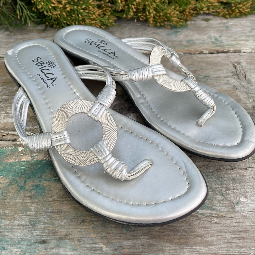 Sbicca Silver vegan leather sandals 6